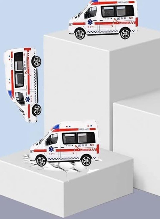 KING FORU Metal Ambulance Van Toy for Kids Friction Powered Vehicle with Lights & Sound Kids Emergency Van City Service Push n Go Vehicles (Ambulance), Pack of 1, Multicolor - Image 5